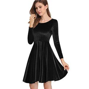 Women's Velvet Cocktail Party Mini Dress